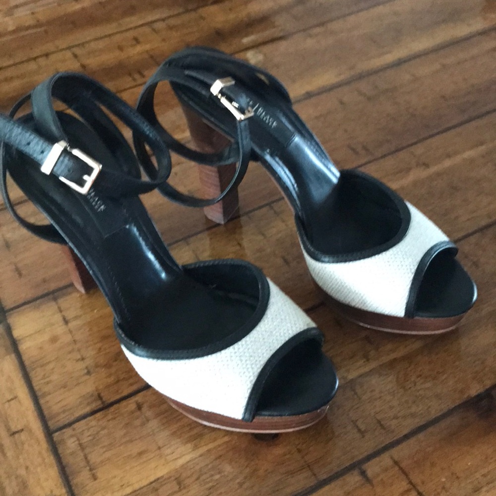 WHBM Black and Nature platform heeled sandal